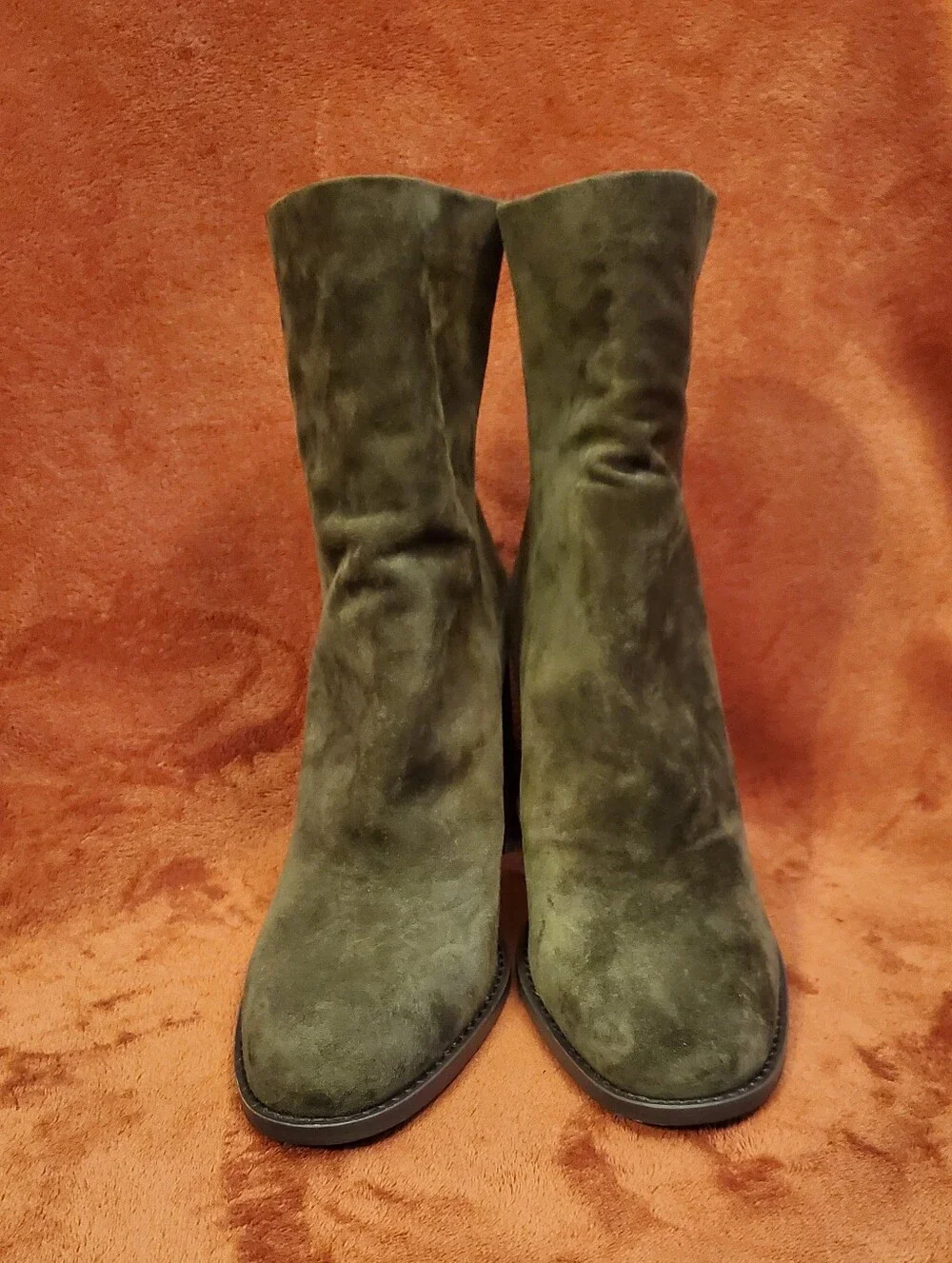 STEVE MADDEN Women's Olive Green Suede Leather Ankle Boots